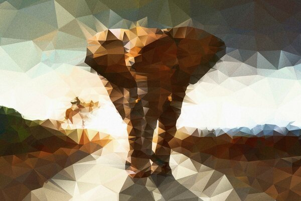 Elephant in the desert , background - abstraction