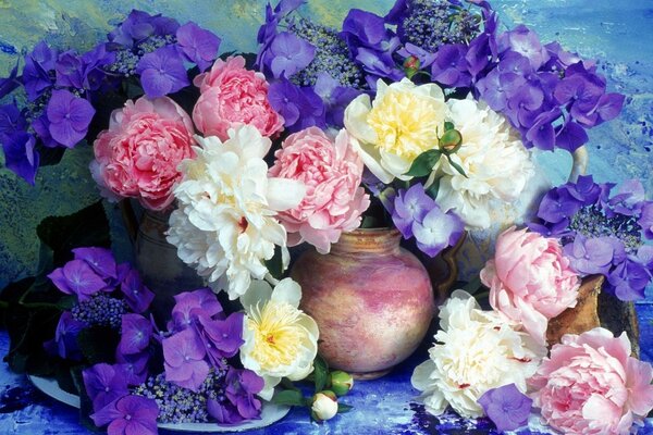 Bouquet molto bello con peonie