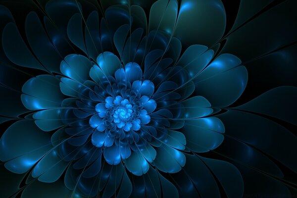 Grafische Blume auf blauem Hintergrund