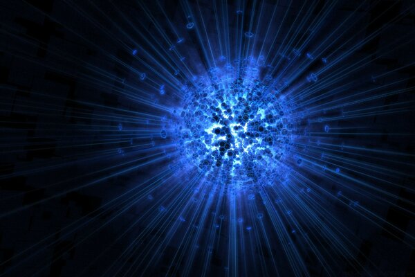 Explosion eines blauen Planeten im Weltraum