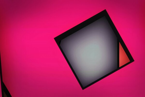 Grey square on pink background