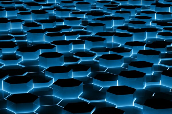 Abstraction of black and blue hexagons