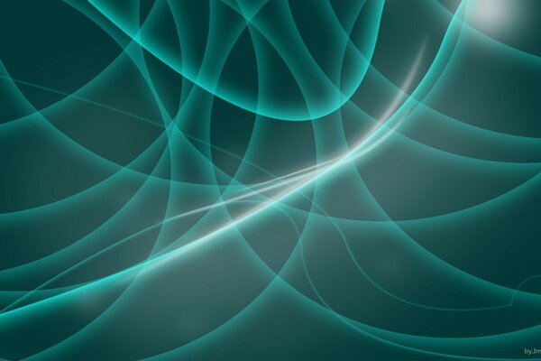 Abstract background in green tones with smooth white lines