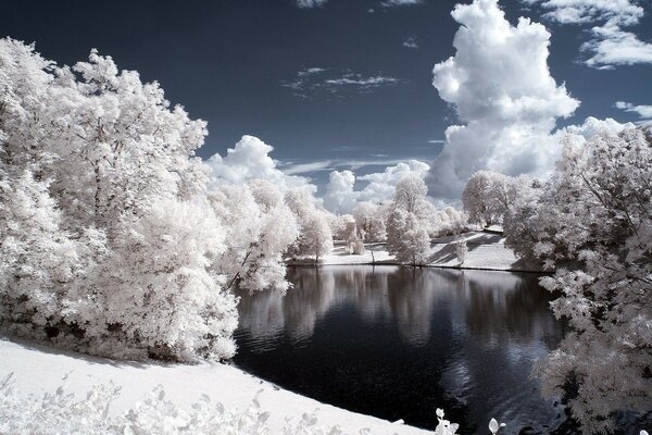 Gelida riva innevata del Lago