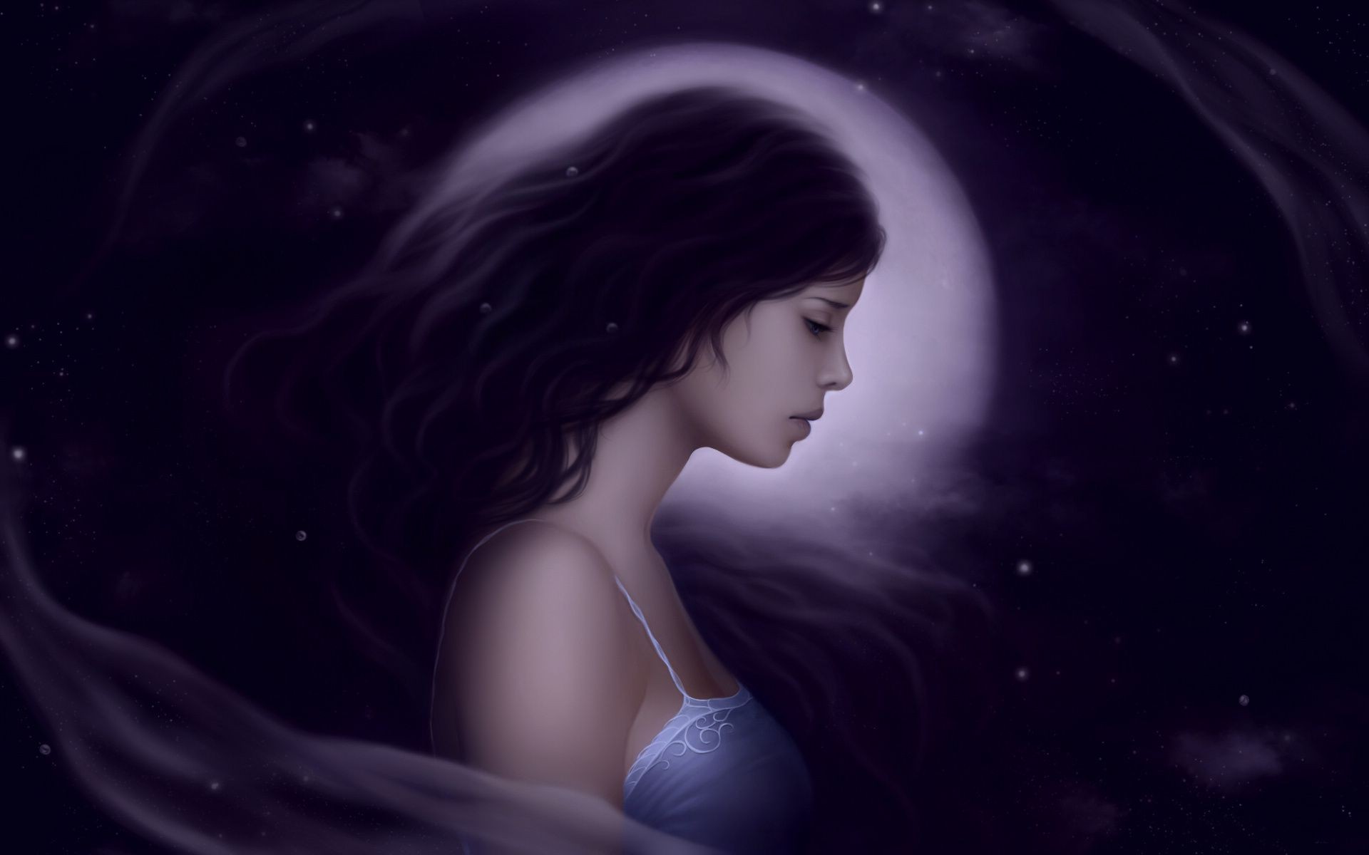 Красива луна песня. Девушка-Луна. Девушка и ночь.