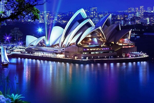 Edificio de la Ópera en Sydney noche Sydney teatro