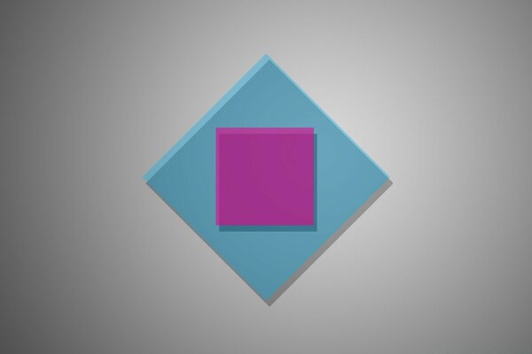 Rhombus and square on a gray background