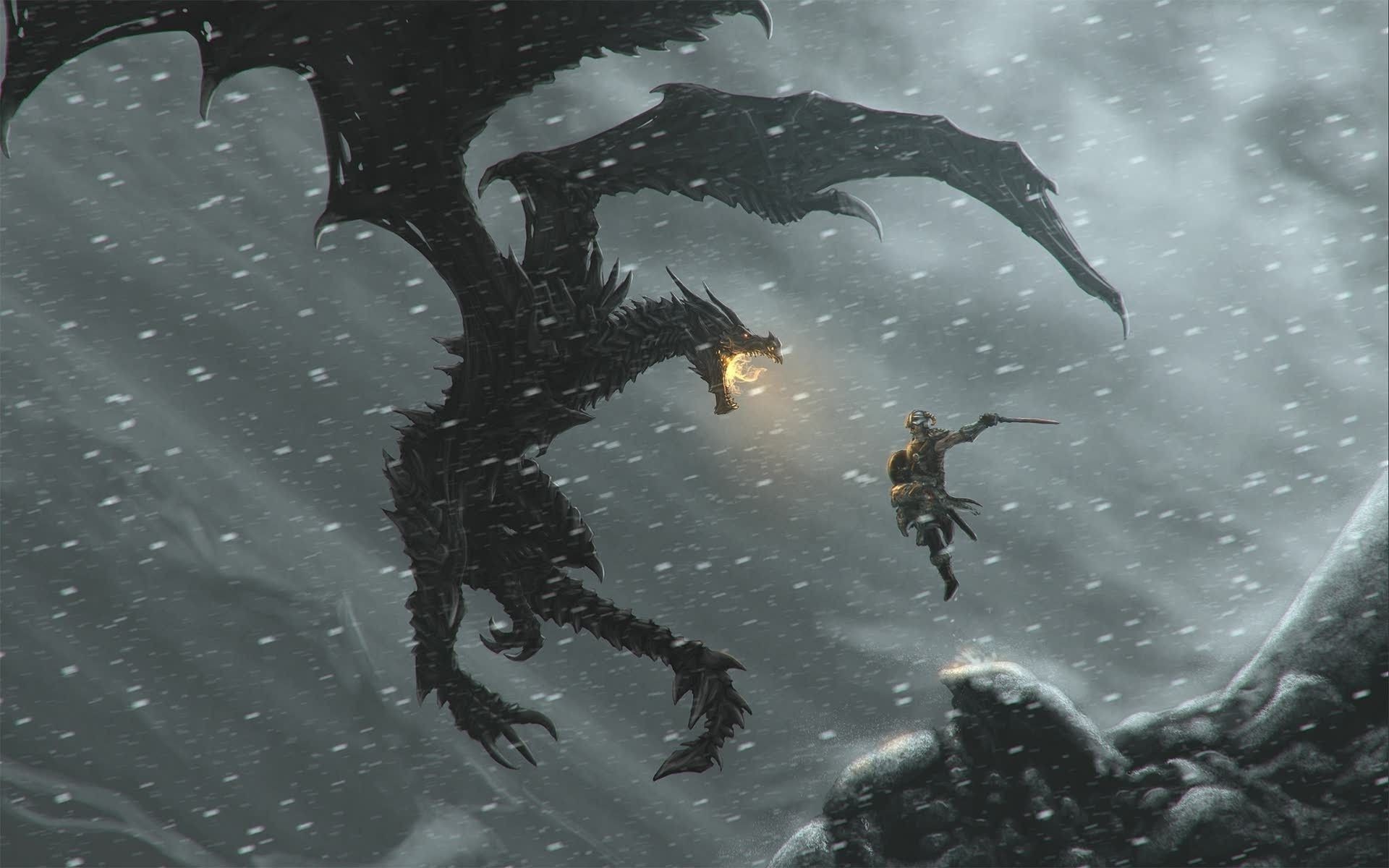 Dragon The Elder Scrolls Skyrim довакин дракон скайрим обои на 6080