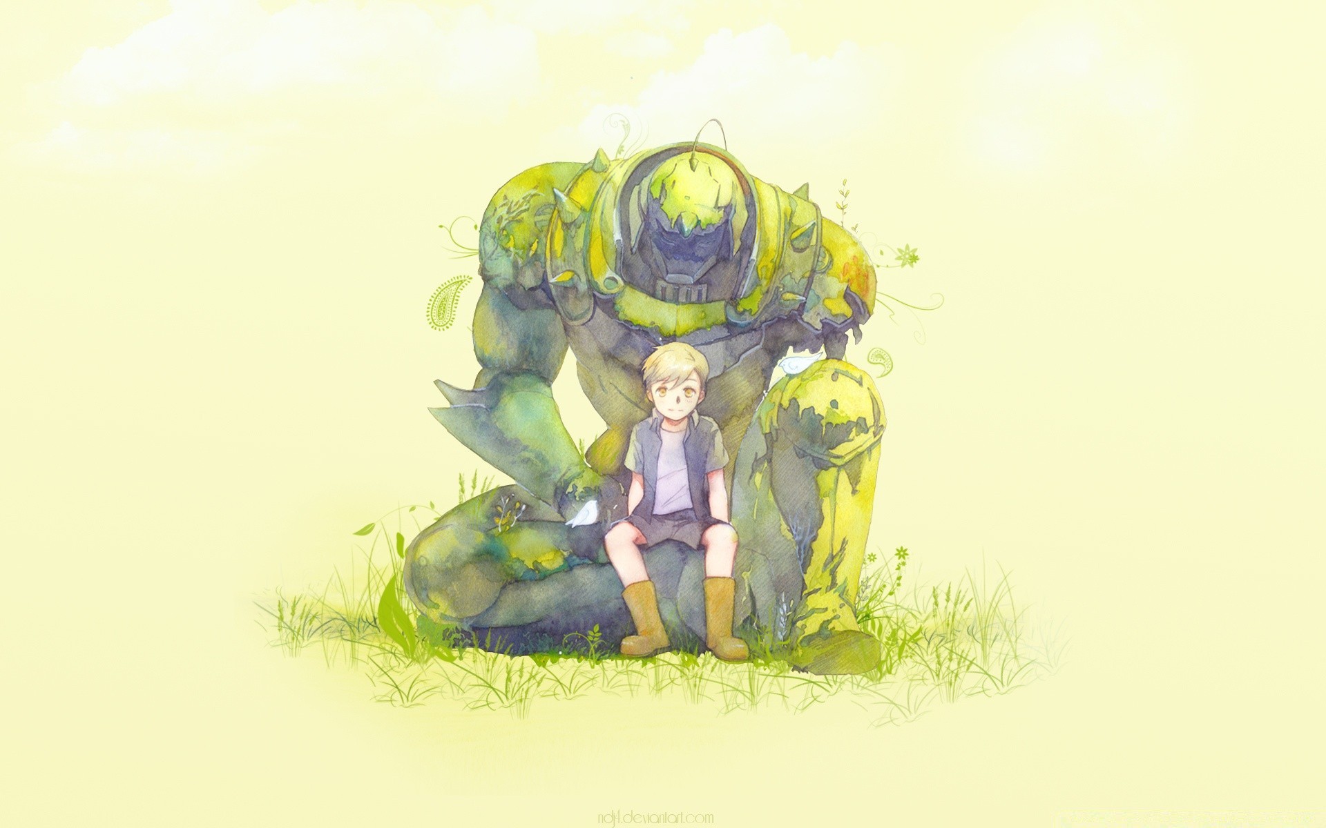 anime illustration nature herbe art bureau été