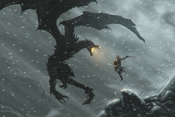 Kampf mit dem Drachen. Blizzard