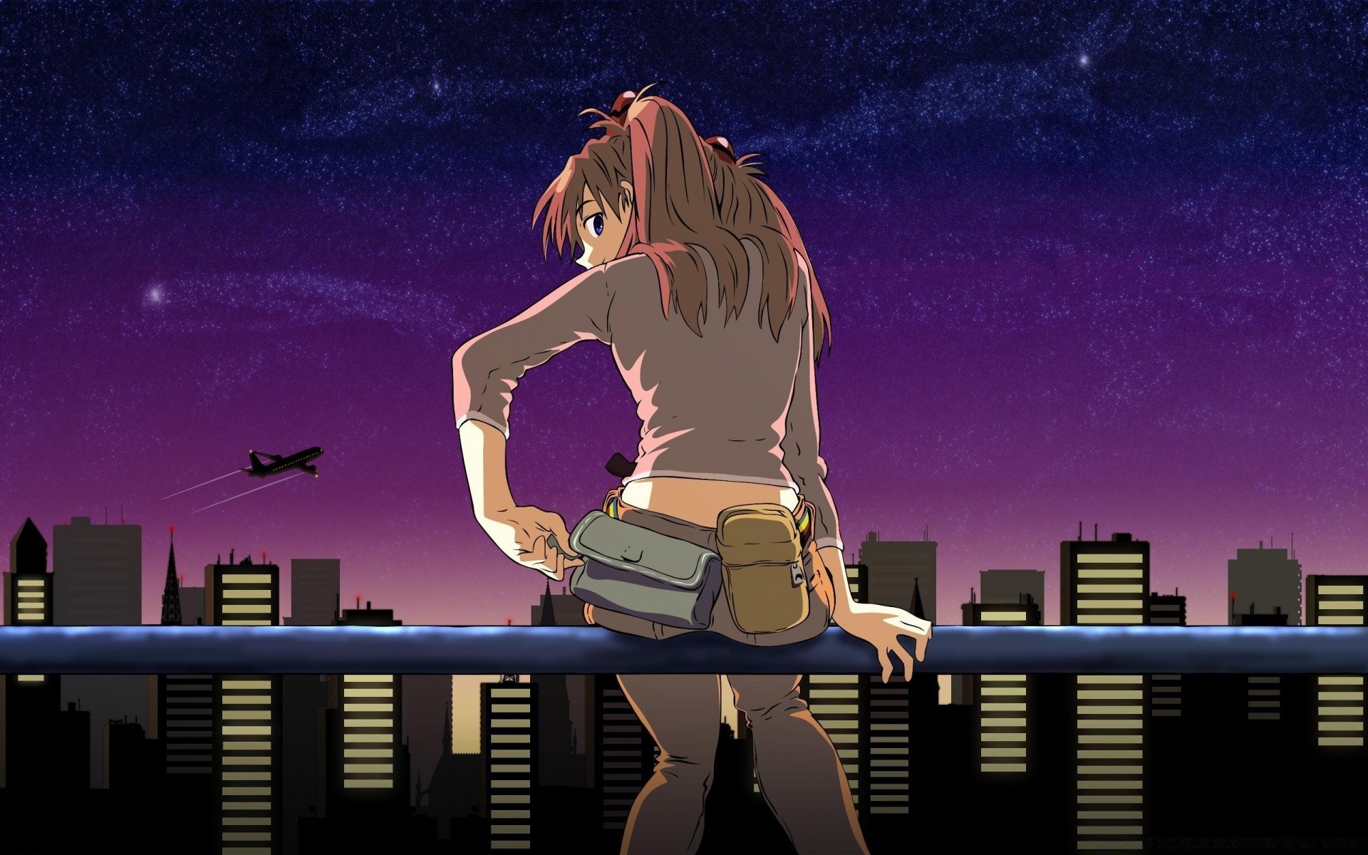 anime music moon illustration woman adult