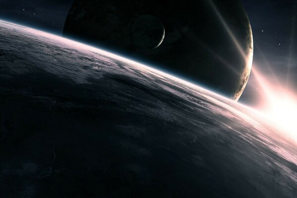 The planet is a beautiful view in space