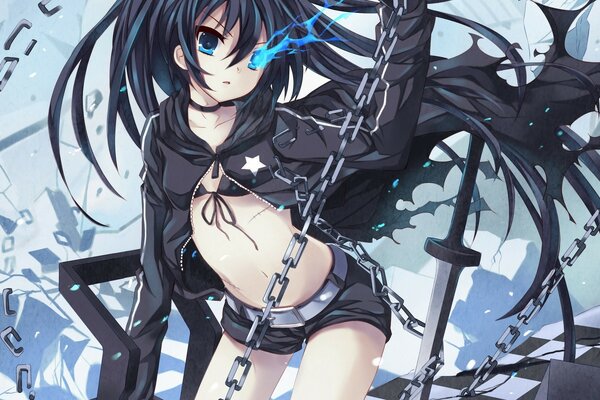 Anime girl, chains and sword