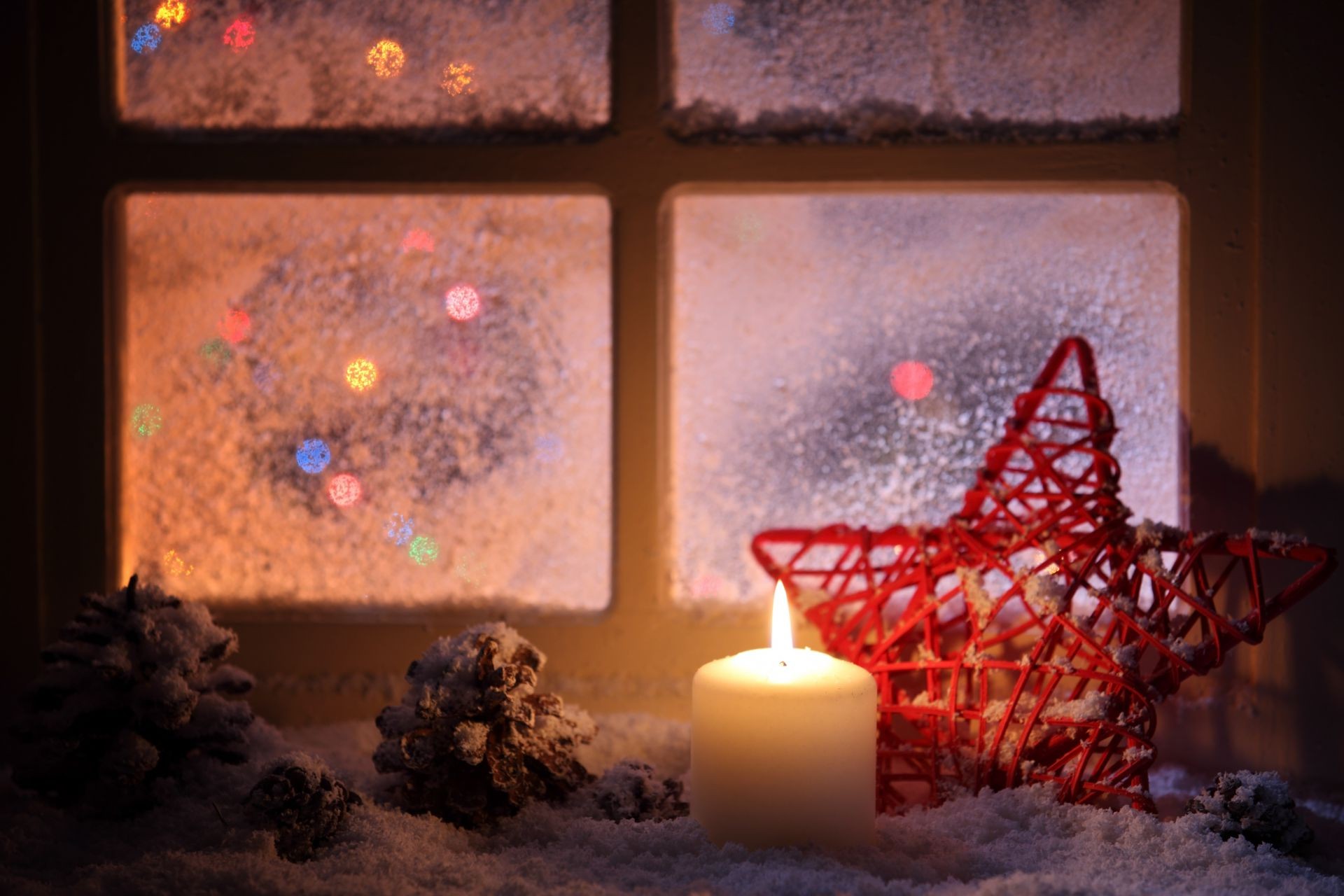 año nuevo navidad invierno decoración árbol ventana luz