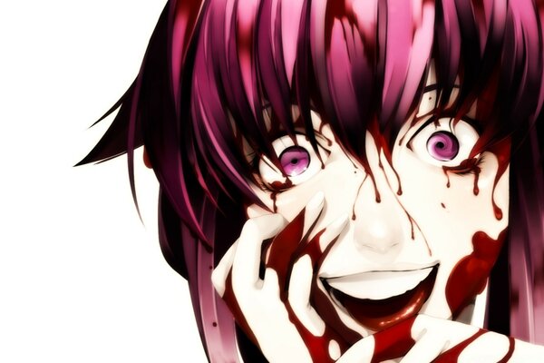 Anime girl with bloody eyes