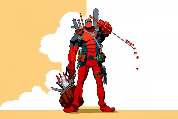 Illustration de personnage Deadpool en rouge