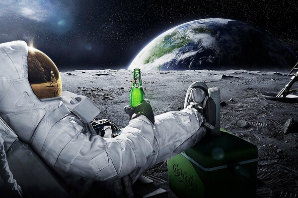 Creative image of a resting cosmonaut