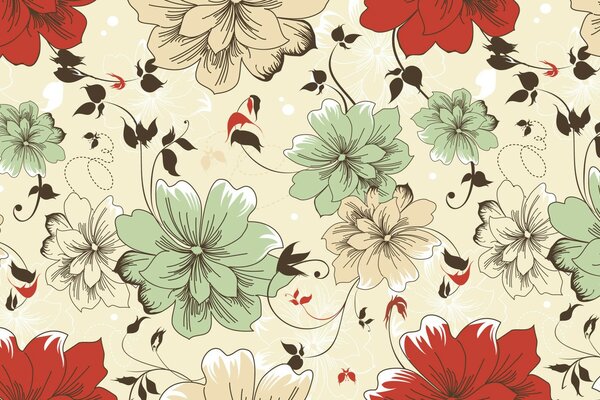 Multicolored flowers on a neutral background