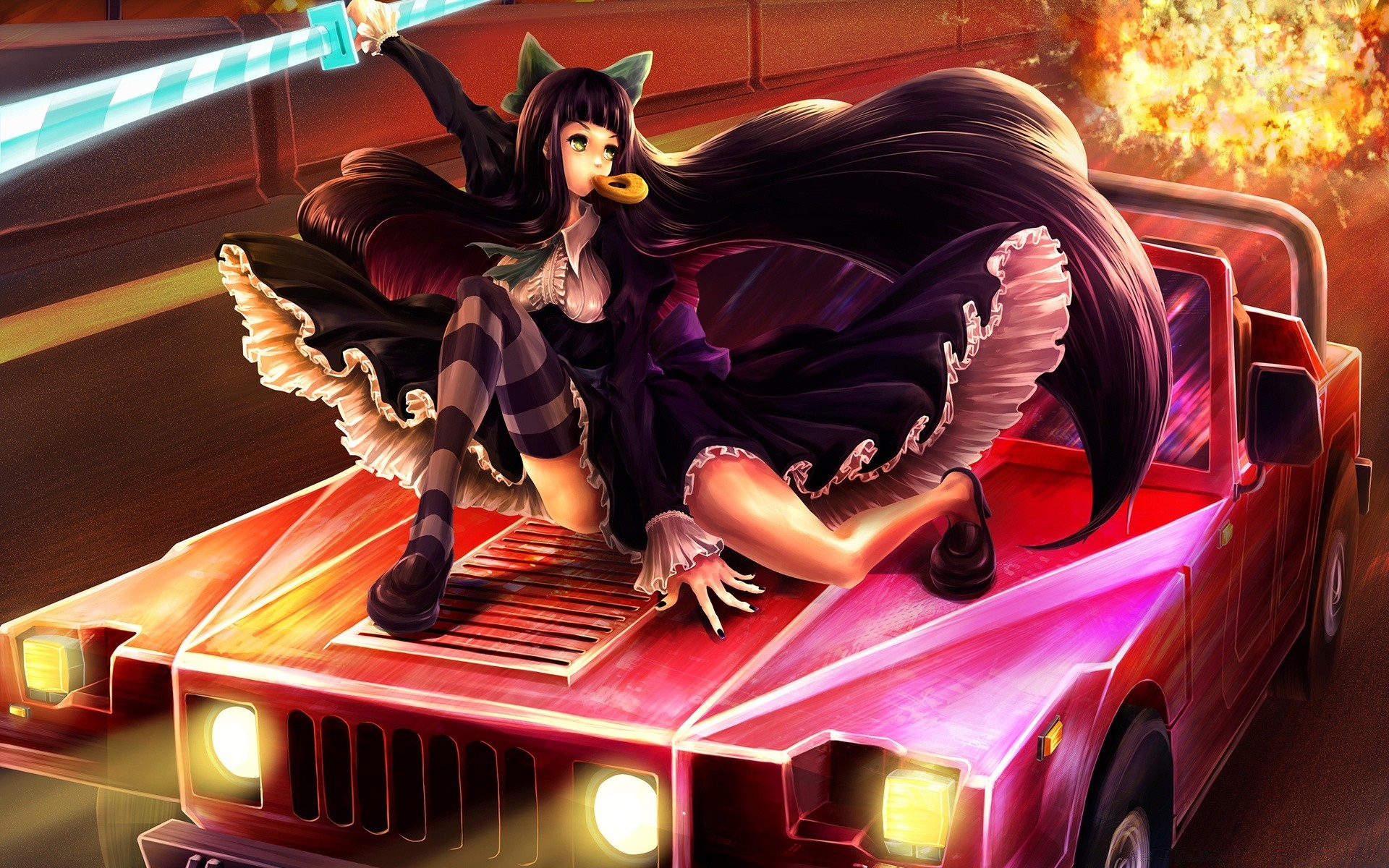 anime coche luz coche sistema de transporte