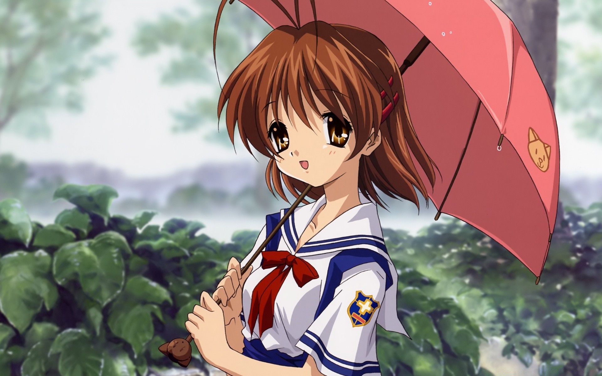 anime femme fille parapluie nature belles été de plein air mode enfant