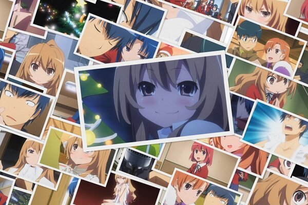 Collage aus Anime-Schülerfotos