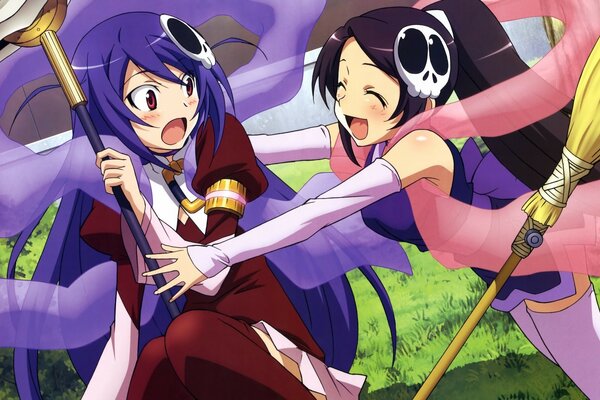 Anime two girls and a broom