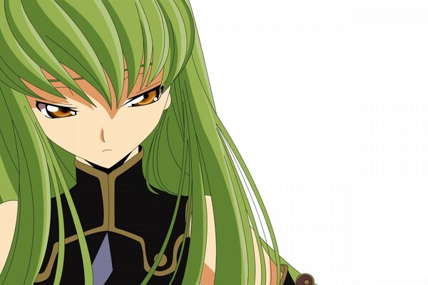 Chica de anime con el pelo verde