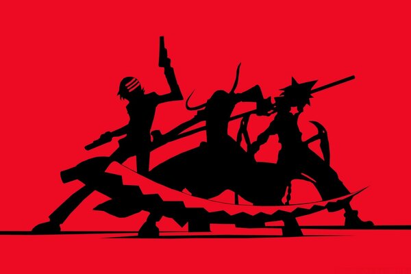 Vector anime silhouette of a fight