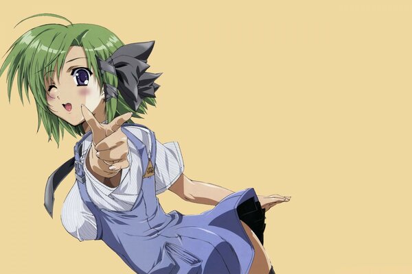 Anime menina com cabelo verde