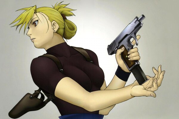 Anime woman with a gun