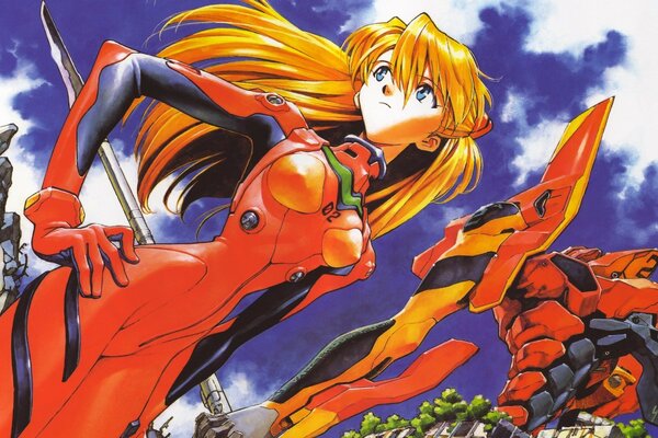 Anime heroine in an orange suit