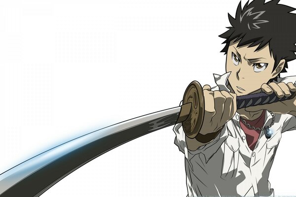 Anime man with a samurai sword