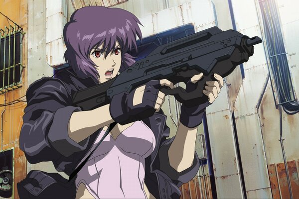 Anime starkes Mädchen mit Waffen