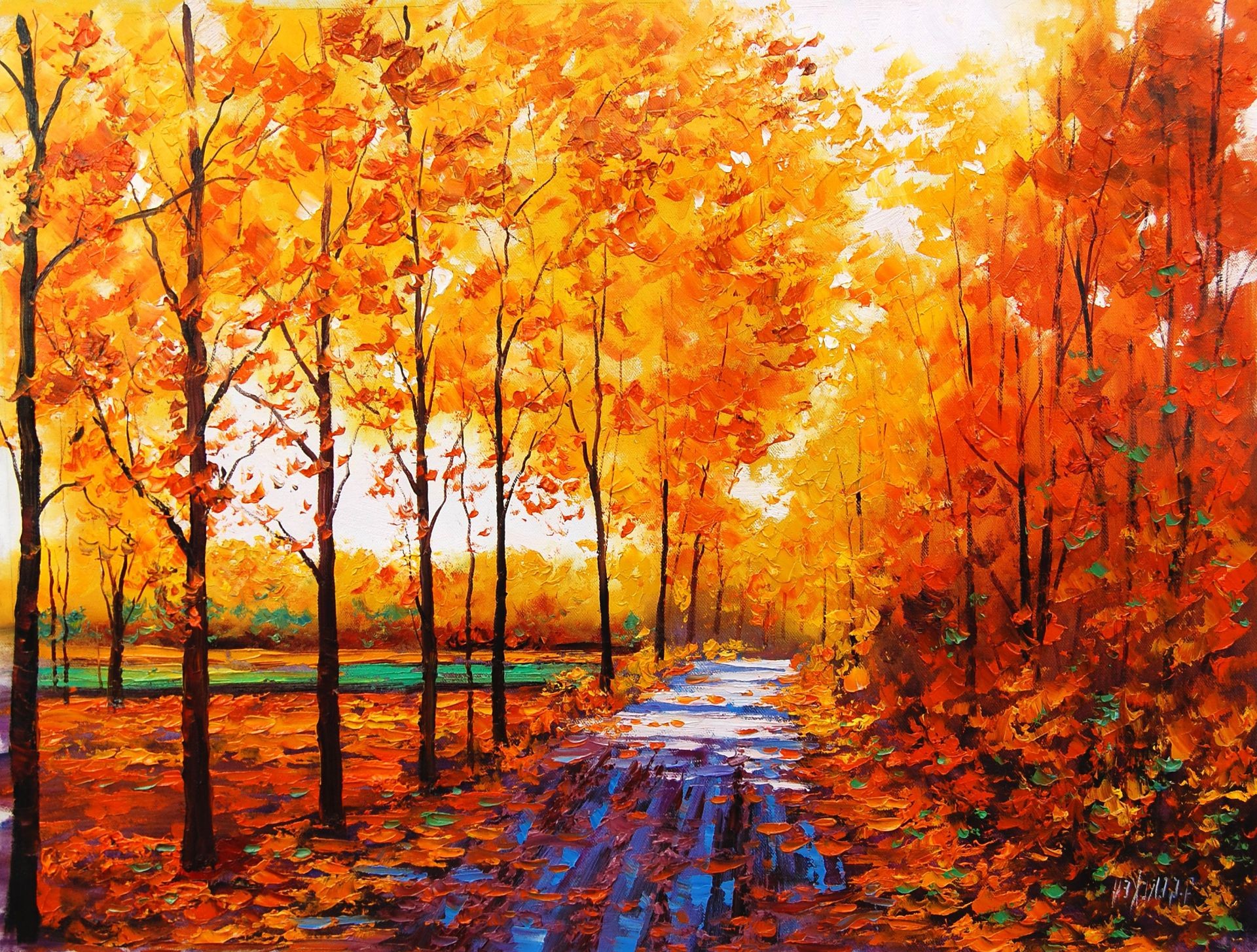 road fall leaf maple season tree nature wood bright sun fair weather branch dawn landscape park gold outdoors change countryside color