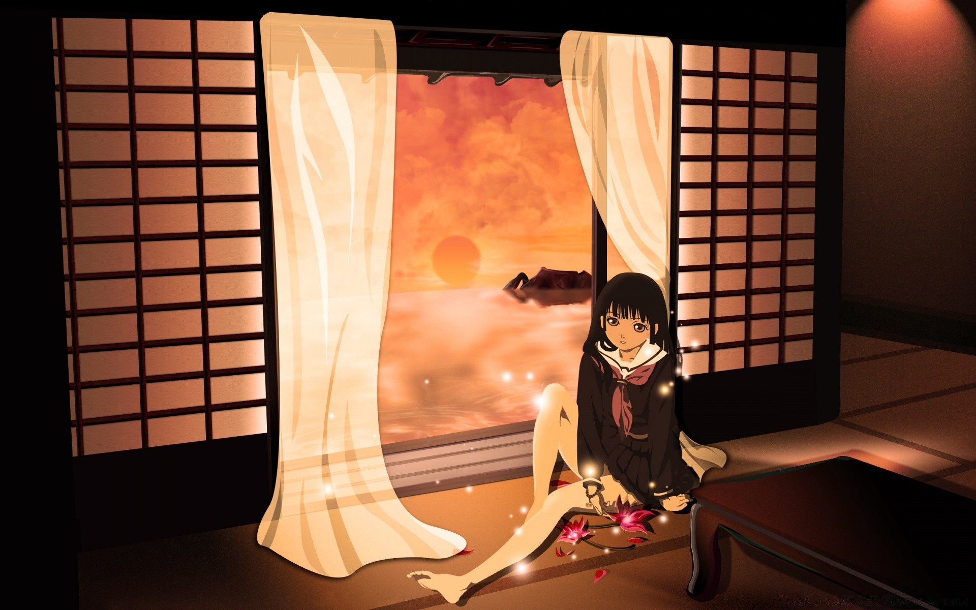 anime woman window indoors girl illustration room adult