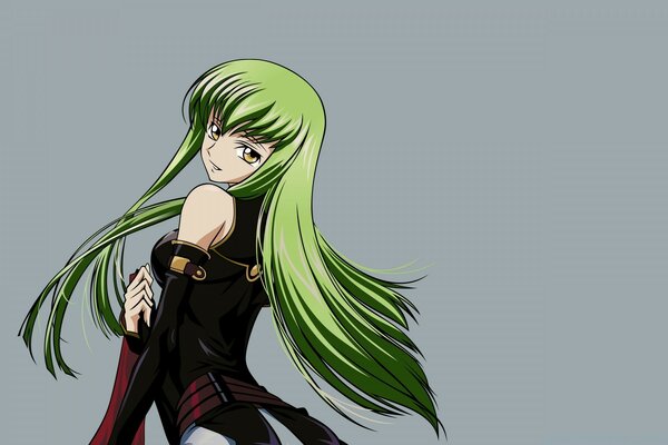 Anime girl with green hair