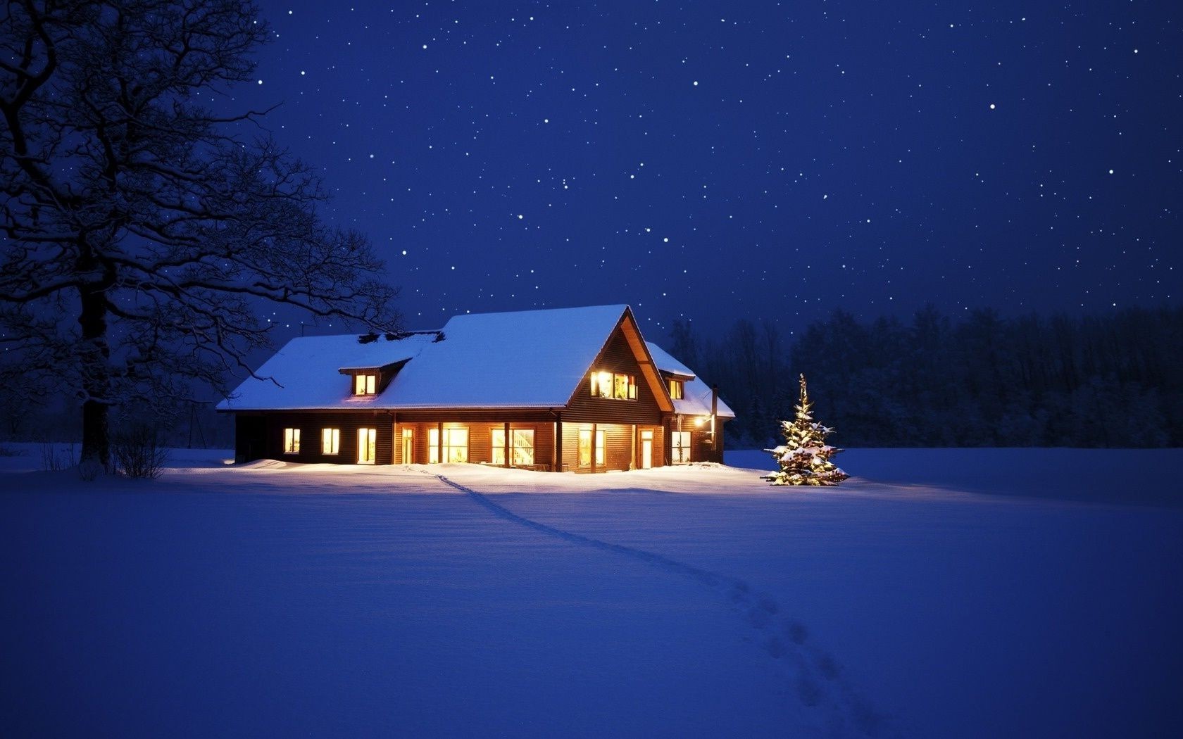 winter snow house moon home bungalow tree sky christmas cold frosty ice hut outdoors building light wood architecture daylight