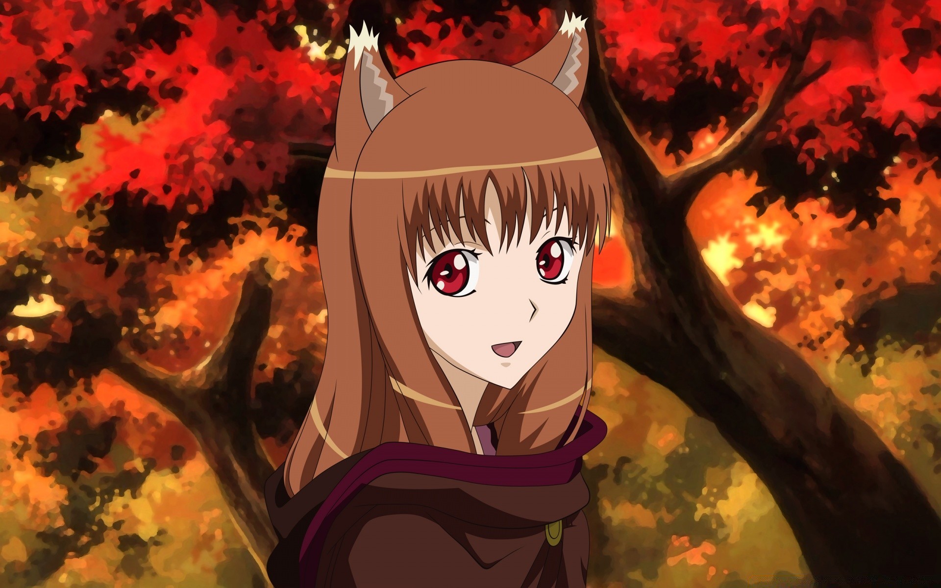 anime otoño halloween hoja árbol arte chica mujer