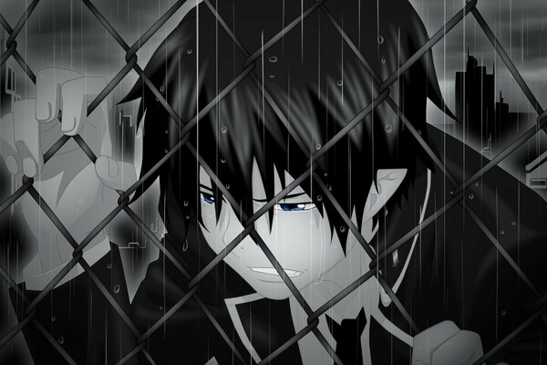 Monochrome picture from anime boy