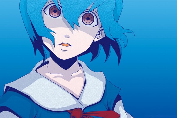 Anime. Ilustração. Fundo azul