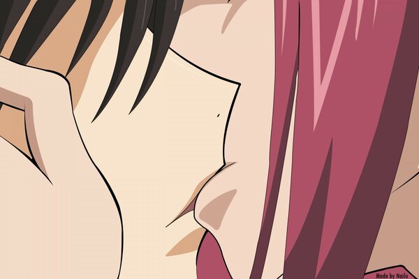 Gentle kiss of anime characters