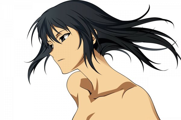 Anime woman with flowing black hair