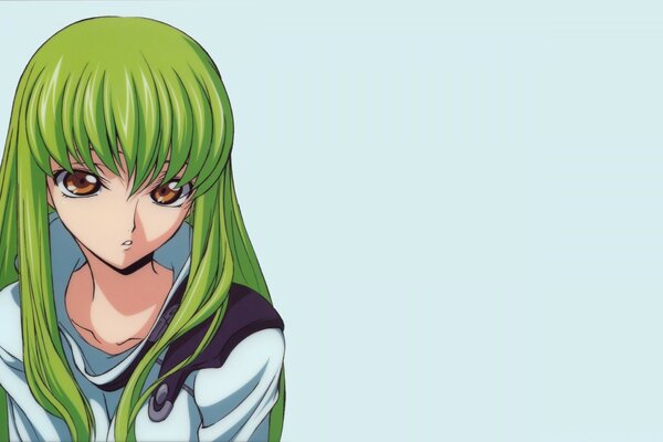 Anime. Chica con el pelo verde