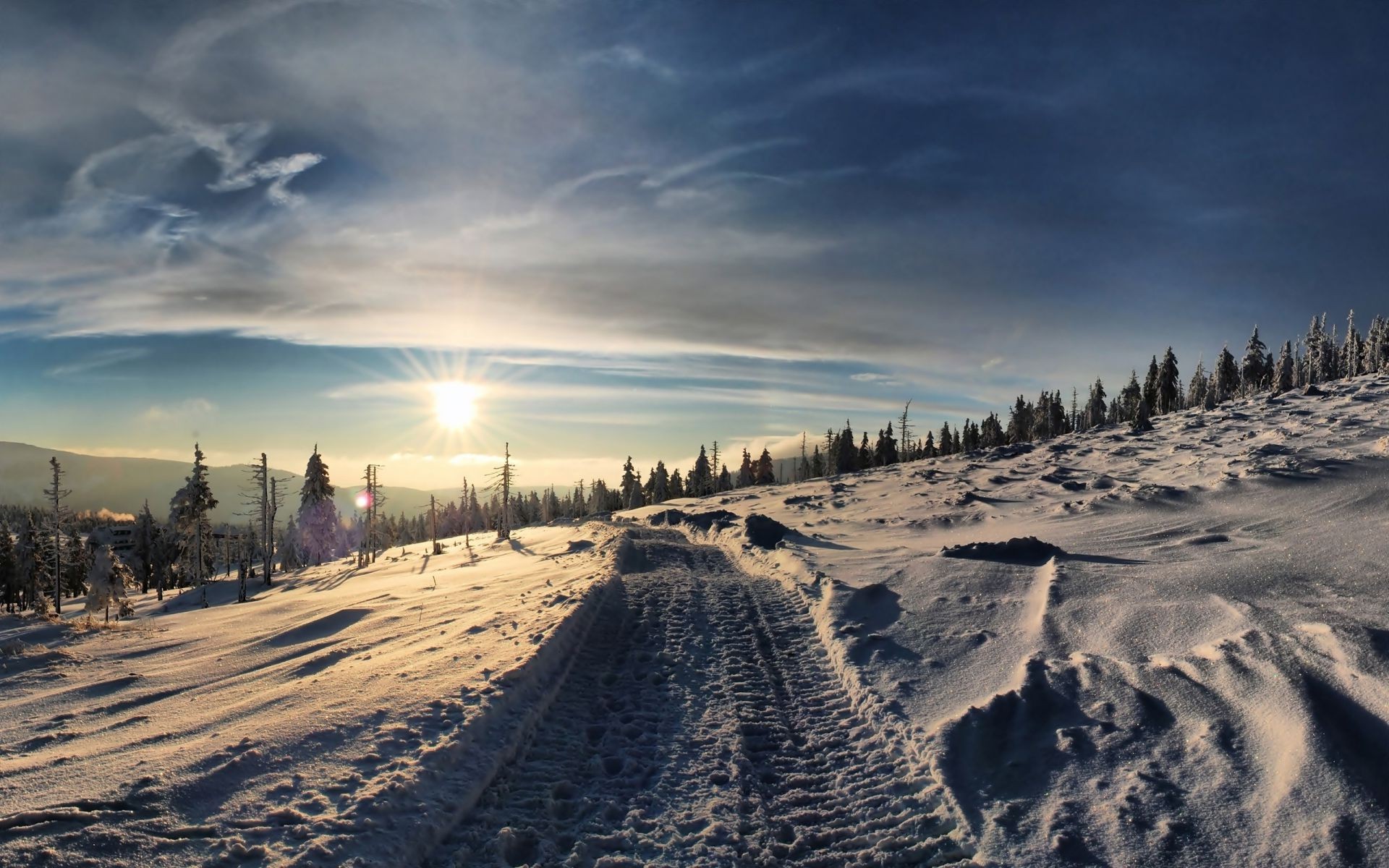 winter schnee sonnenuntergang landschaft dämmerung himmel natur sonne reisen kalt frost eis am abend licht gutes wetter im freien