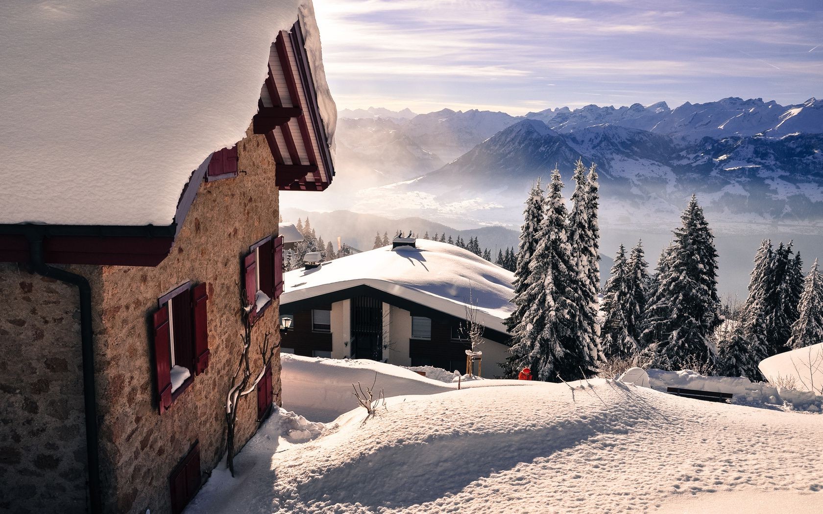 hiver neige voyage ciel montagnes froid paysage glace maison à l extérieur scénique