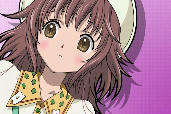 Anime ilustração menina morena com olhos grandes