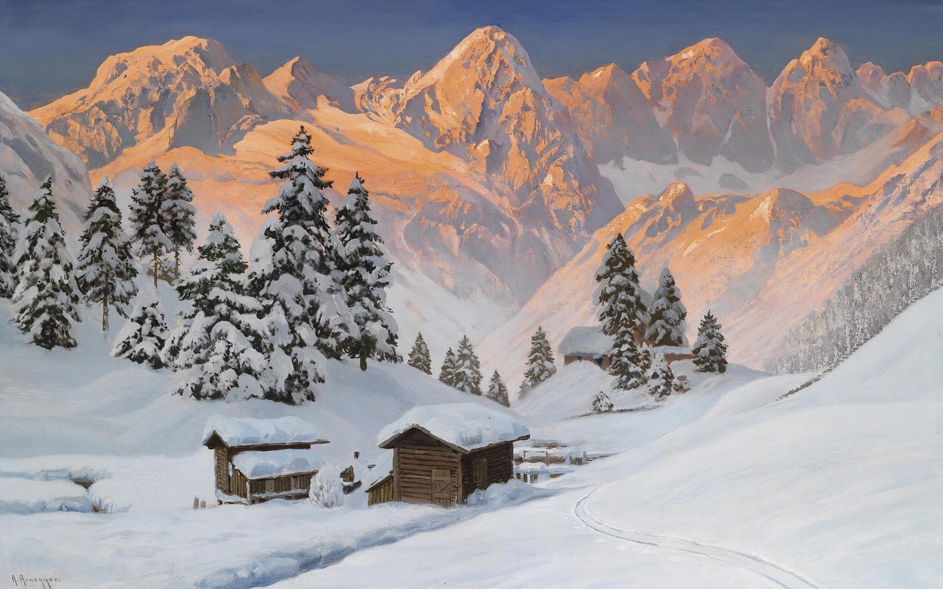 dessins neige hiver montagnes scénique froid glace pic de montagne paysage station colline alpine vallée bois congelé neigeux evergreen panorama bois voyage