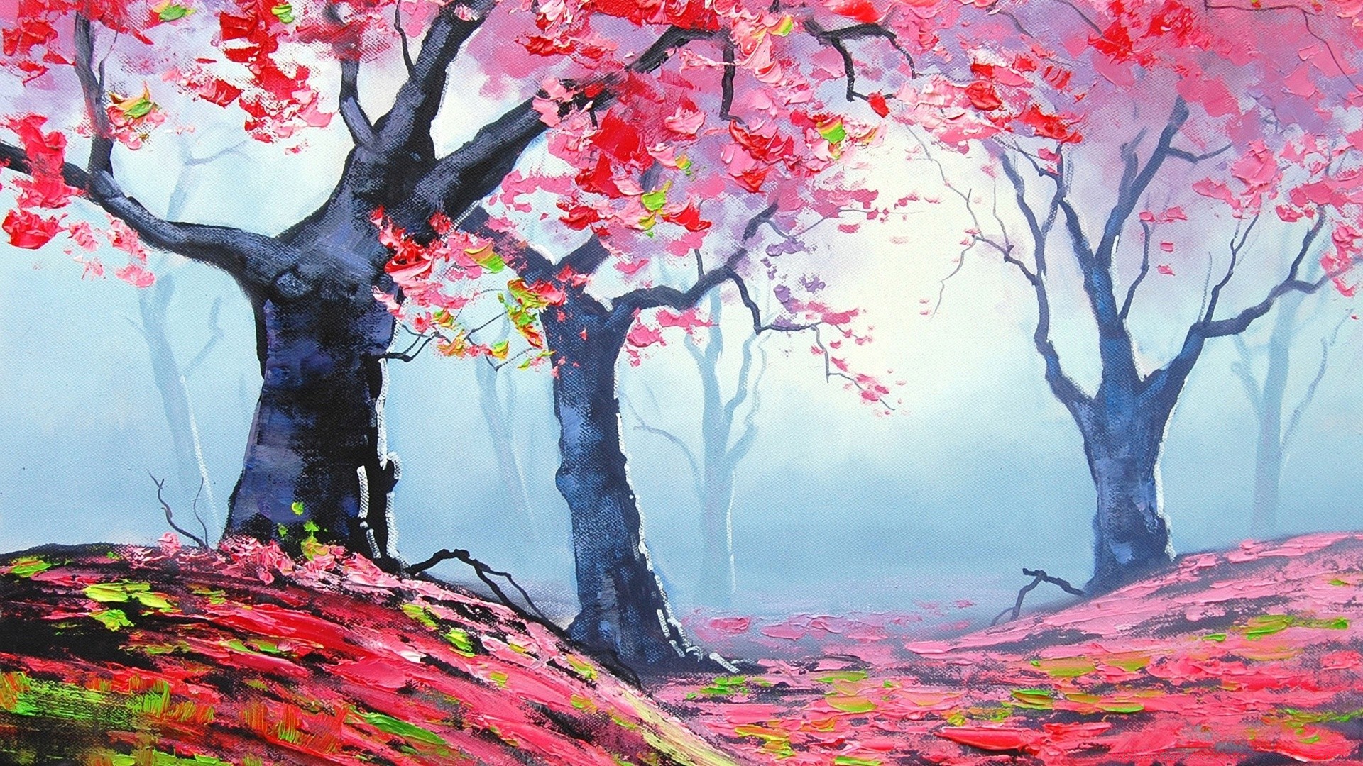 dibujos árbol pintura temporada arte acrílico color cepillo hoja creatividad rama otoño artístico paisaje brillante lienzo naturaleza parque acuarela vibrante escritorio