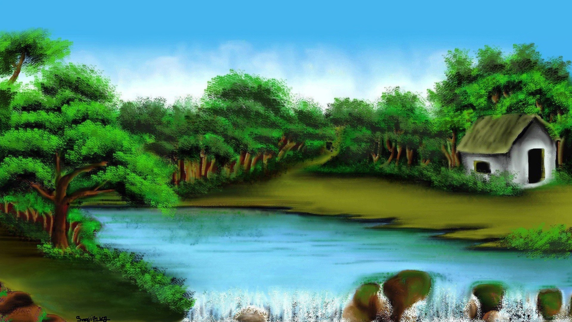 dessins arbre eau nature été bois paysage tropical herbe belle voyage parc jardin feuille à l extérieur flore piscine rivière jungle paysage