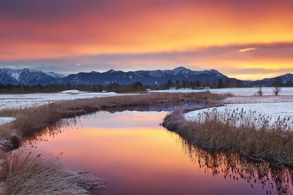 Beautiful winter view of the river